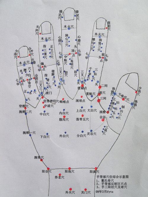 手部穴位综合示意图
